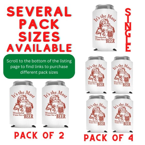 Christmas Santa Beer Can Cooler Stocking Stuffer Party Favor Gift for Men - Picture 6 of 9